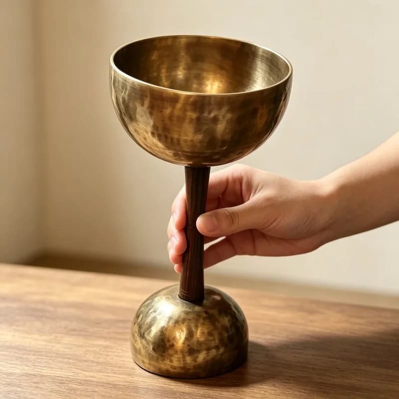 Handheld Singing Bowl Yoga Meditation Sound Bowls Handmade Sound Healing Copper Tibetan Bowls Double Head Percussion Instrument