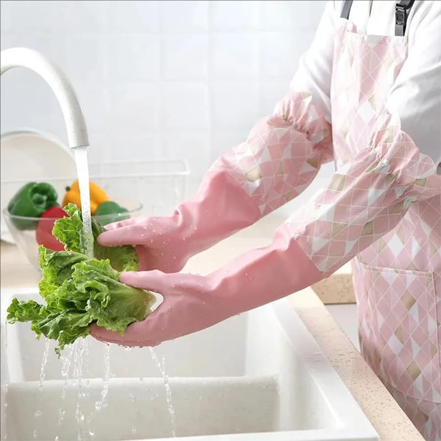 Guanti per la Pulizia Domestica in Lattice, Riutilizzabili, Impermeabili e Antiscivolo per Cucina, Lavanderia, Giardinaggio e Cura degli Animali