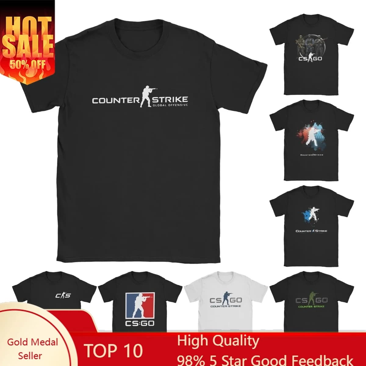 T-shirt da uomo Counter-Strike 2 CS Go Fantastica maglietta in cotone Manica corta Gioco di tiro T-shirt O Collo Abbigliamento Regalo
