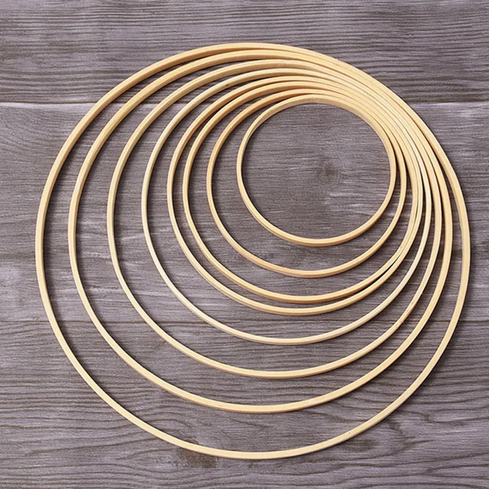 Bamboo Craft Rings DIY Dream Catcher Circles for Party Room Decoration Wooden Macrame Rings Garland Hoops Wooden Wreath Flower