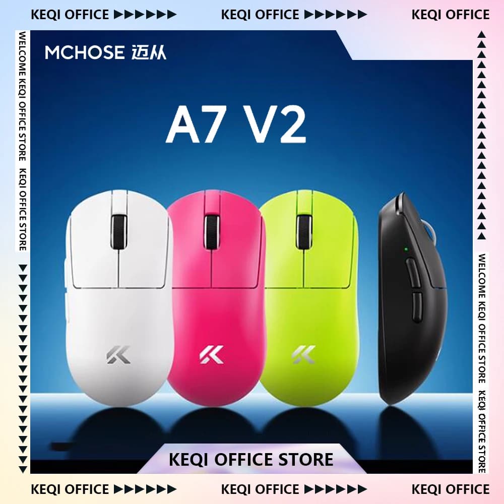 NEW MCHOSE A7 V2 E-sports mouse wireless Bluetooth tri-mode Ergonomics lightweight 8K gaming mice Customized PC accessory gifts