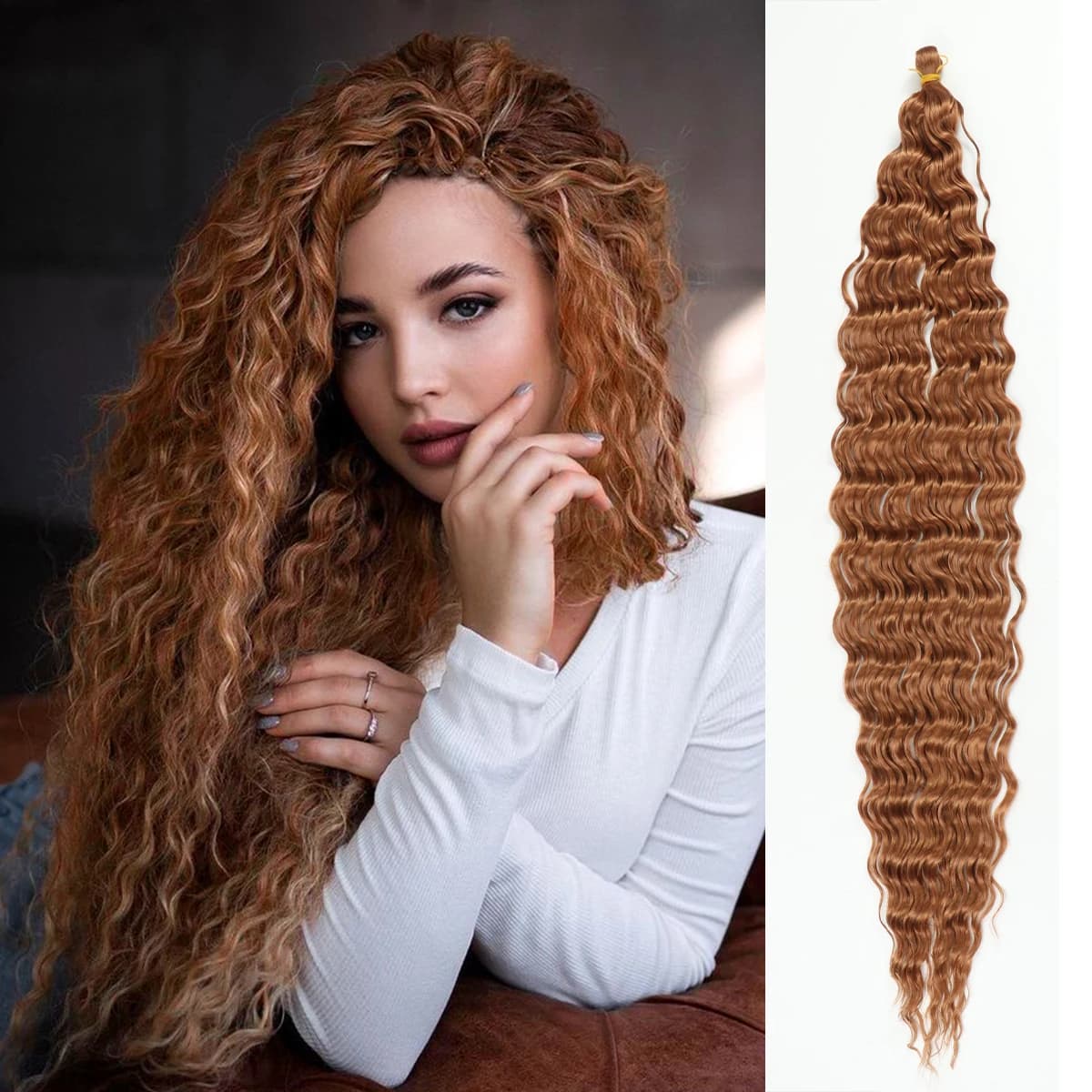Capelli ricci all'uncinetto capelli all'uncinetto a onde profonde da 30 pollici con gancio all'uncinetto, capelli lunghi intrecciati con onde oceaniche per le donne