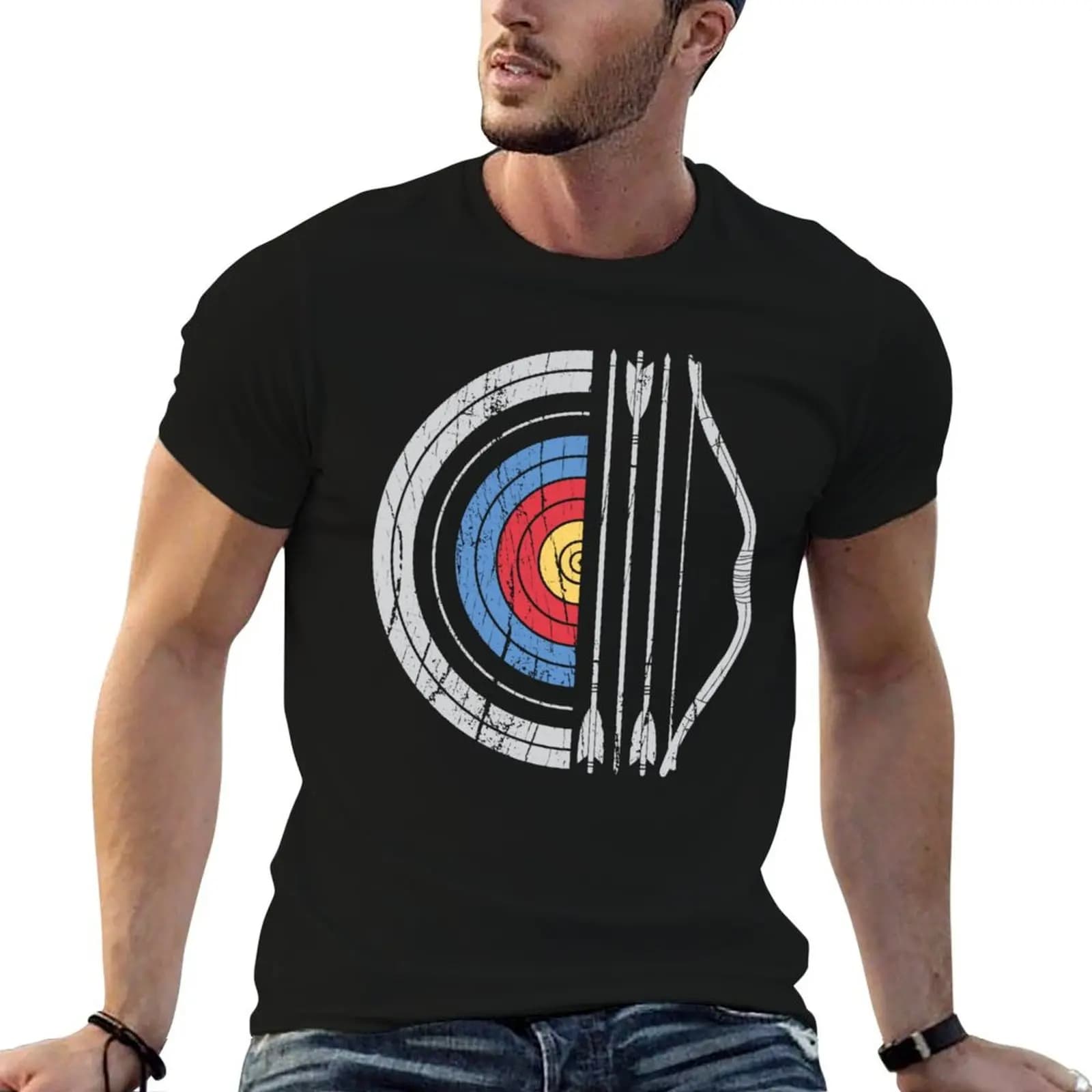 Archery Target Bow And Arrow Archer Retro Vintage T-Shirt men t shirt cotton 100% t shirt man luxury cotton t shirt man T-shirt