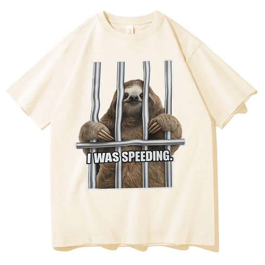 Divertente T-shirt con meme 'I Was Speeding Sloth' Streetwear per Uomo e Donna, Maglietta a Maniche Corte Larga, Comoda, Oversize, Stile Gotico