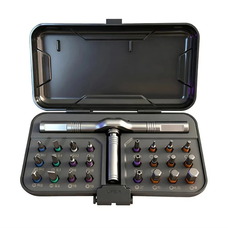 Set Cacciavite a Cricchetto Magnetico 24 in 1, Manico a Cricchetto Magnetico Fai-da-Te, Kit Versatile Staccabile per PC, Mobili, Biciclette