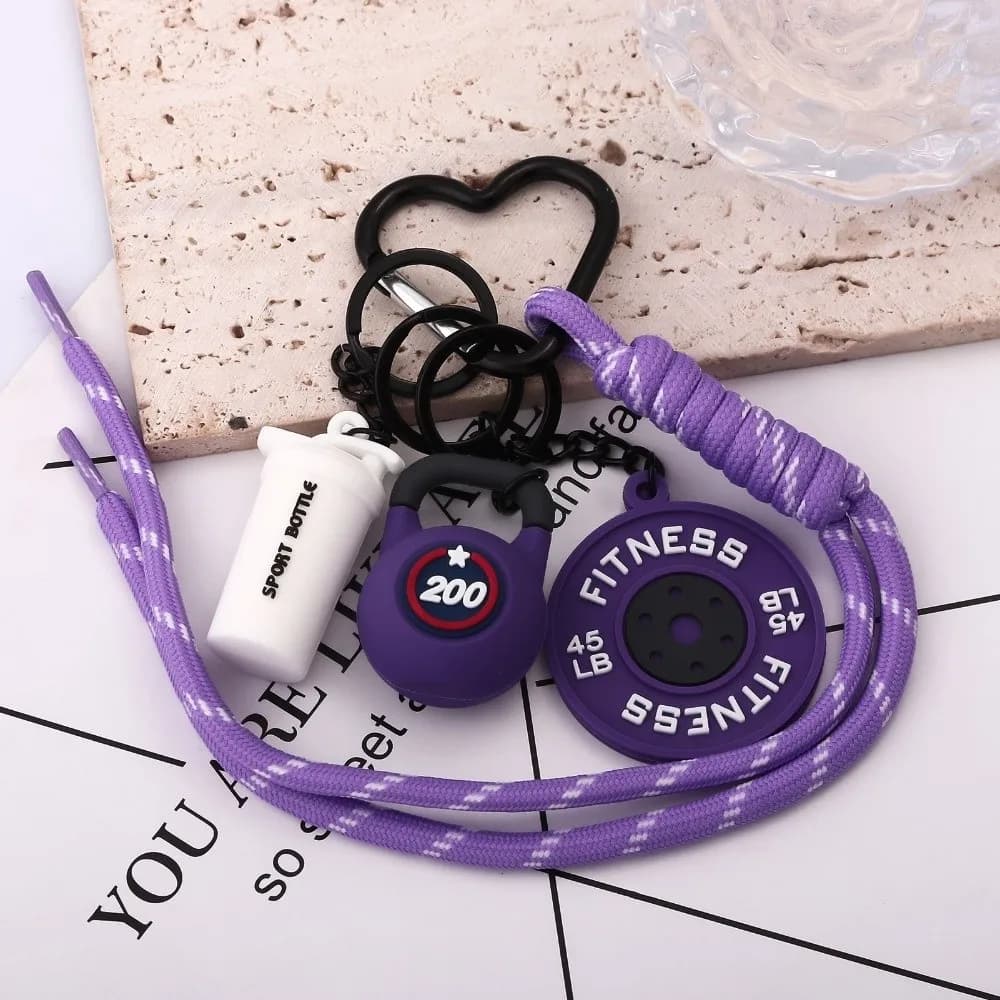 Barbell plates with heart buckle Keyring Bells for kettle Creative Simulation Manubri Keyring Fashionable pendant of the Fitness series