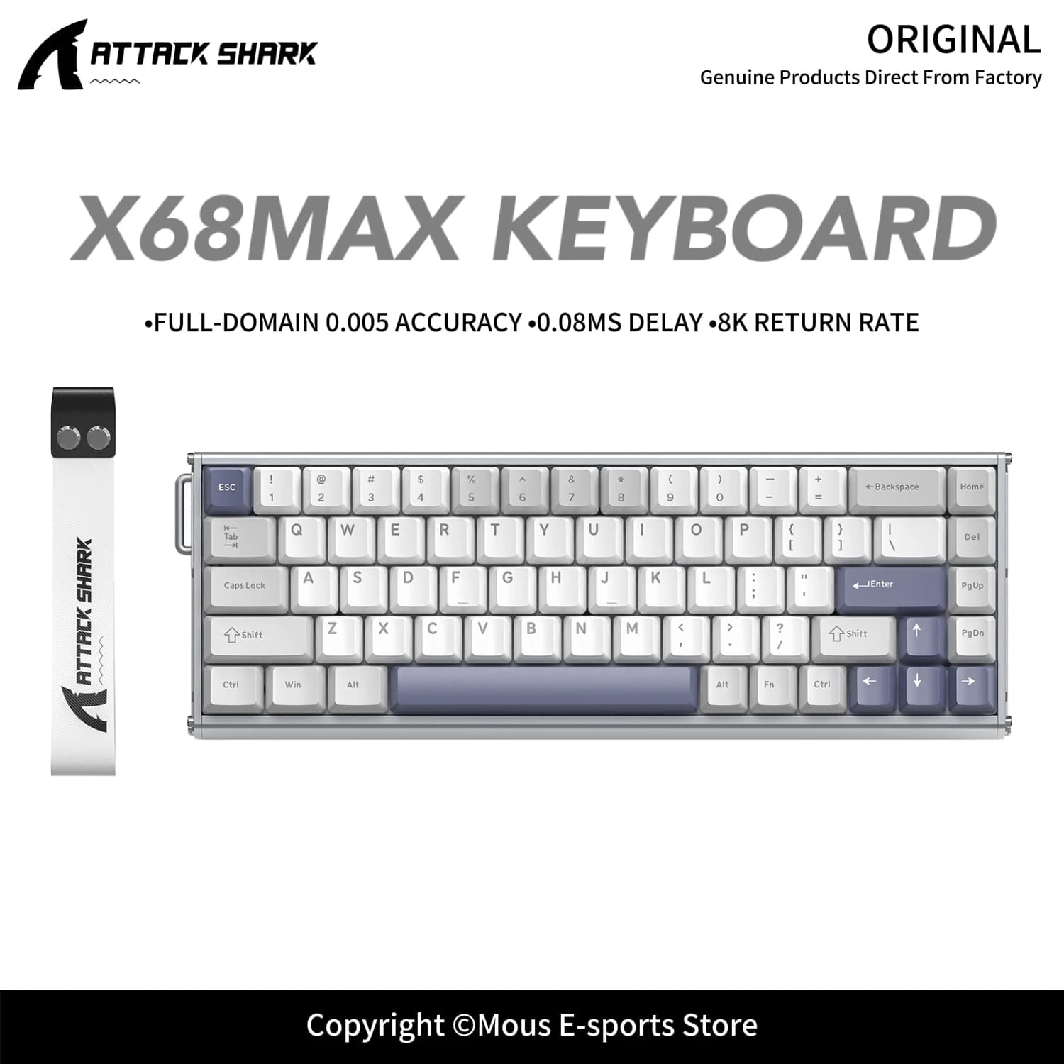 X68MAX ATTACK SHARK 0.005mm RT Accuracy Magnetic Axis Keyboard CNC Aluminum Body Web Driver RGB 8000Hz Polling Rate for E-Sports
