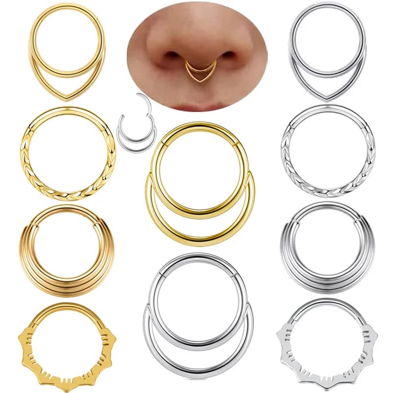 Orecchini a cerchio per naso Anello per naso in metallo Piercing Cerchio a forma di C in acciaio inossidabile da 16 g per donna, Orecchini per cartilagine Gioielli penetranti