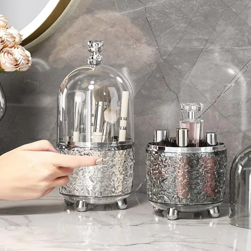 Scatola di Stoccaggio Cosmetica in Acrilico Trasparente, Organizzatore Girevole da Scrivania per Prodotti Skincare e Profumi, in Materiale Plastico