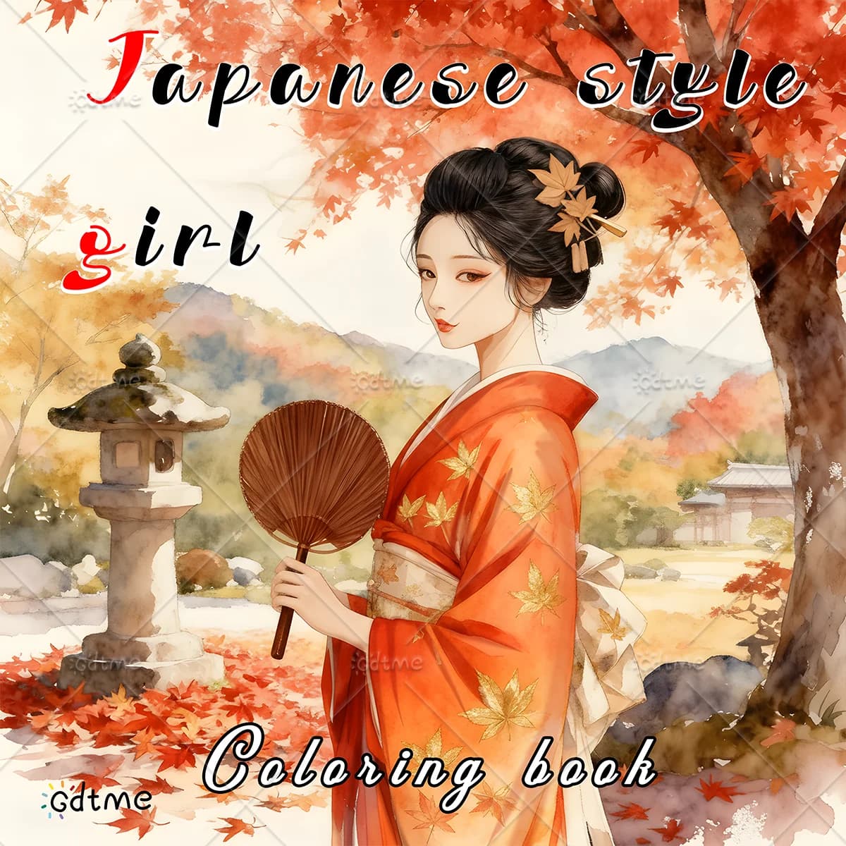 Japanese Style Girl Bold-easy Patterns Coloring Book for Adults Cute Drawing Book Perfect Gift for Party and Birthday