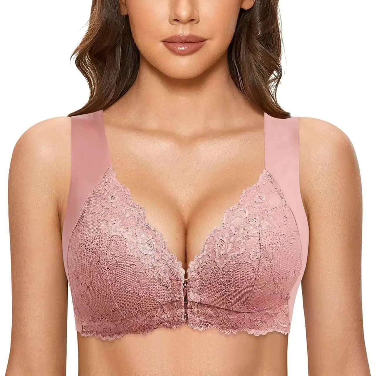Reggiseno senza ferretto con chiusura frontale, taglie forti, intimo da donna, stile sexy, in seta ghiaccio, con maniche a pipistrello, pantaloni a vita media, set da sette pezzi