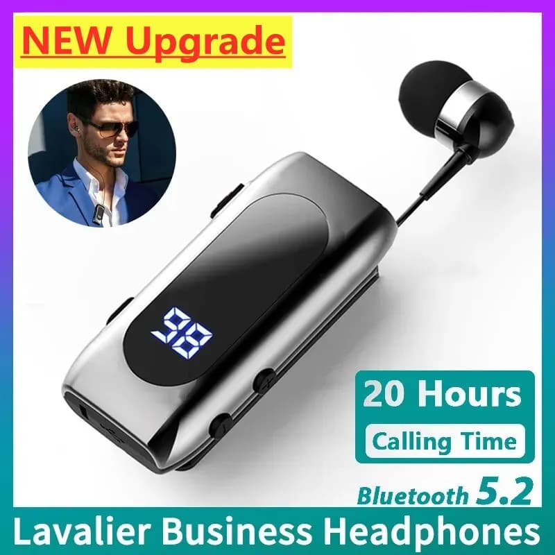 K55 Lavalier Business Bluetooth 5.2 Talk/Music Time 20 Hour Headphones, LED Digital Display, Wireless Headphones With Noice Cancellation