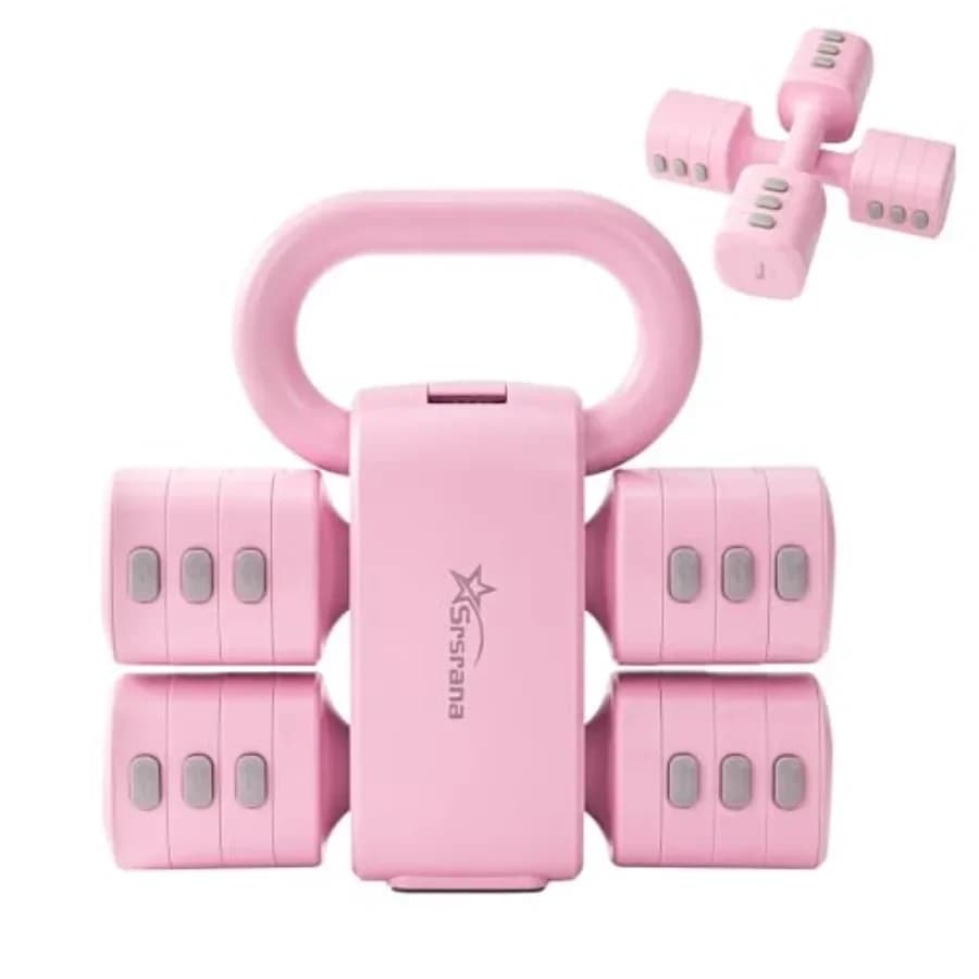Manubrio e Kettlebell 2-in-1 Regolabile per Donne, 0,5-5,5 kg, Pesi a Cambio Rapido per Palestra Domestica, Pilates, Allenamento Completo del Corpo