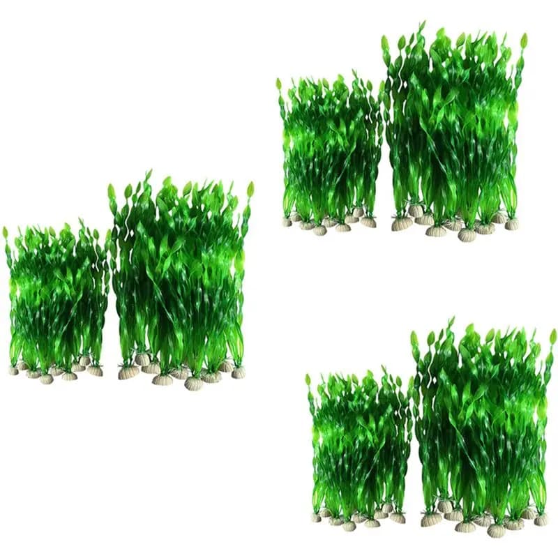 ABWR-60PCS Plastic Decorative Artificial Plants for Aquarium (60 Green Pieces)