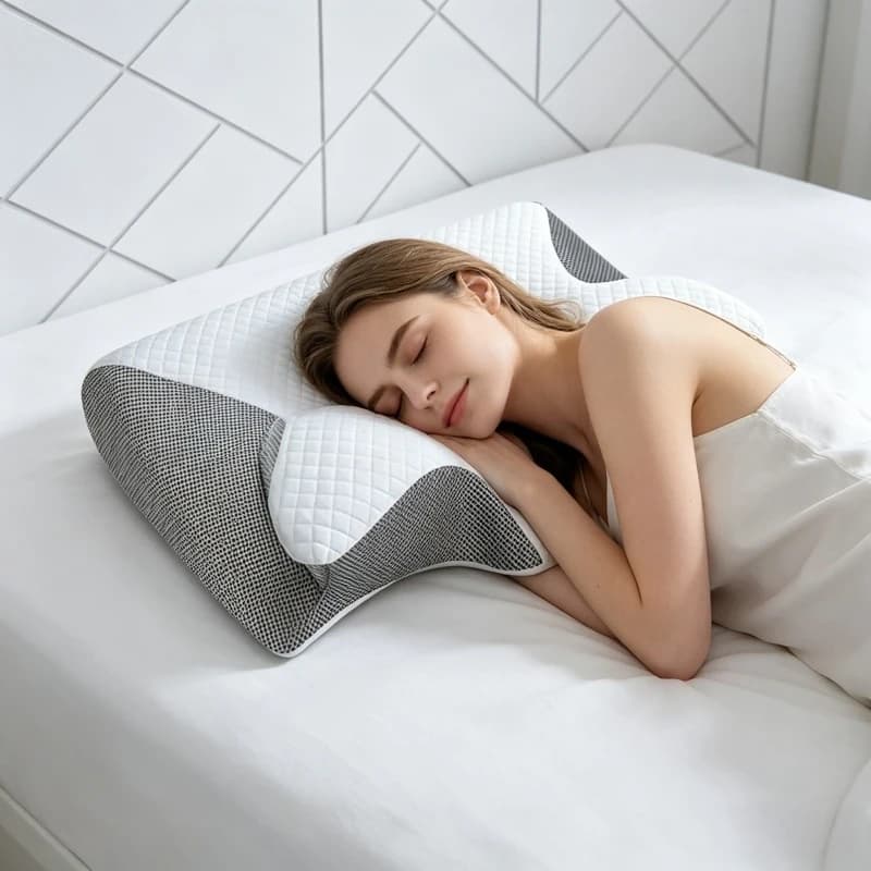 Cuscino Cervicale Ergonomico a Farfalla in Memory Foam per Sollievo dal Dolore al Collo, Supporto per lo Stomaco, Sagomato e Morbido