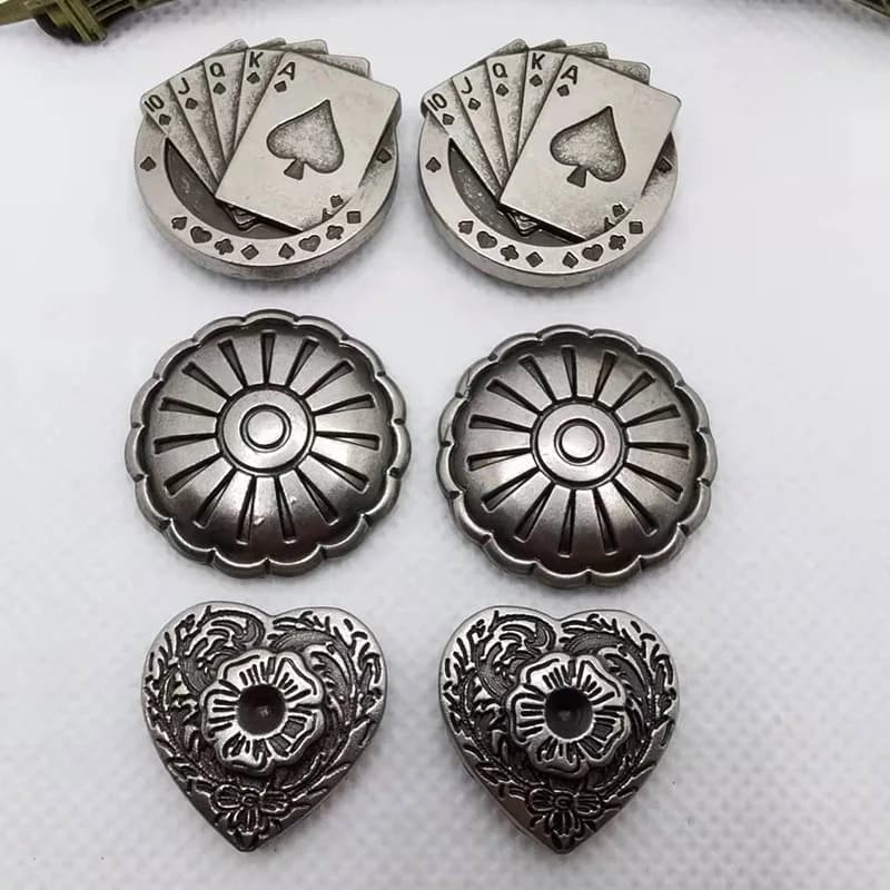 5 pezzi poker distintivo in rilievo rivetto tappo posteriore perno per borsa portafoglio artigianale in pelle moneta concho fibbia borsa da cintura jeans accessori