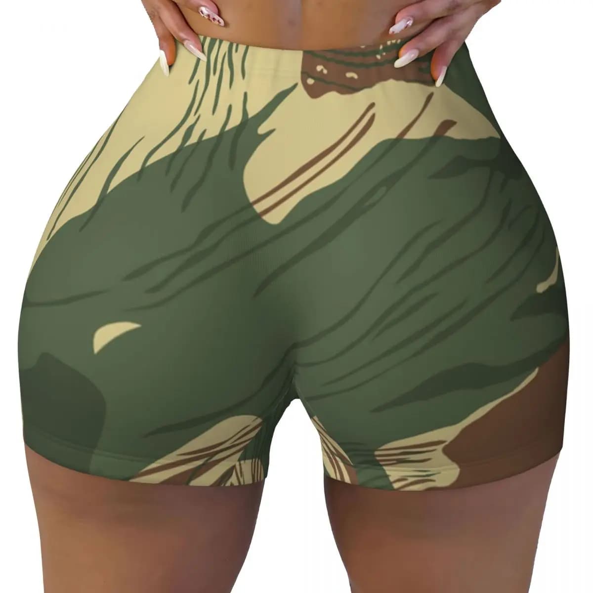 Pantaloncini da allenamento per motociclisti da pallavolo mimetici personalizzati della guerra rodese Pantaloncini da yoga per palestra atletica mimetica da donna