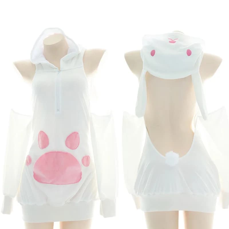 Pigiama in Peluche Caldo Serie Animali, Costume Cosplay Anime per Ragazze, Vestito Intero Carino da Orso, Gatto, Coniglio