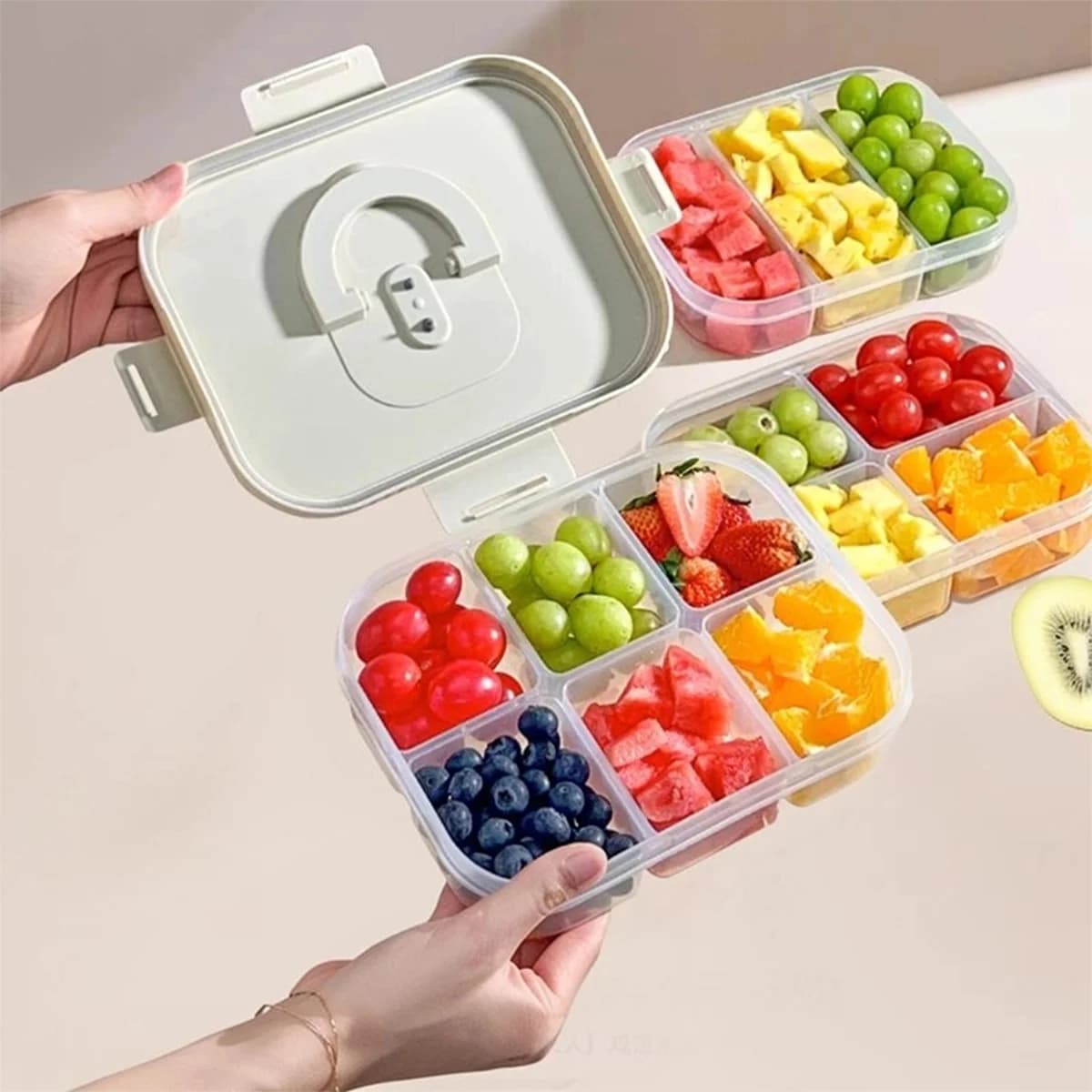 Contenitore per pranzo in plastica con 2/3/4 scomparti, adatto al microonde, portatile, a tenuta stagna, per frutta, insalata e cibo, per bambini e studenti