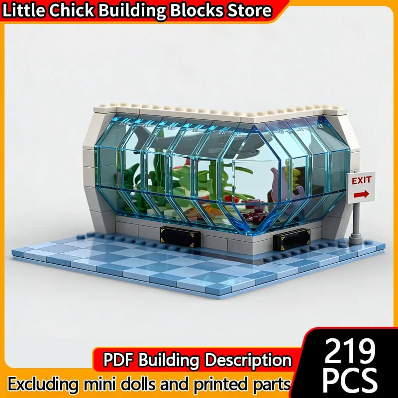 City Street View Model MOC Building Bricks Oceanographic Museum Modular Technology Gifts Holiday Assemble Children Toys Suit