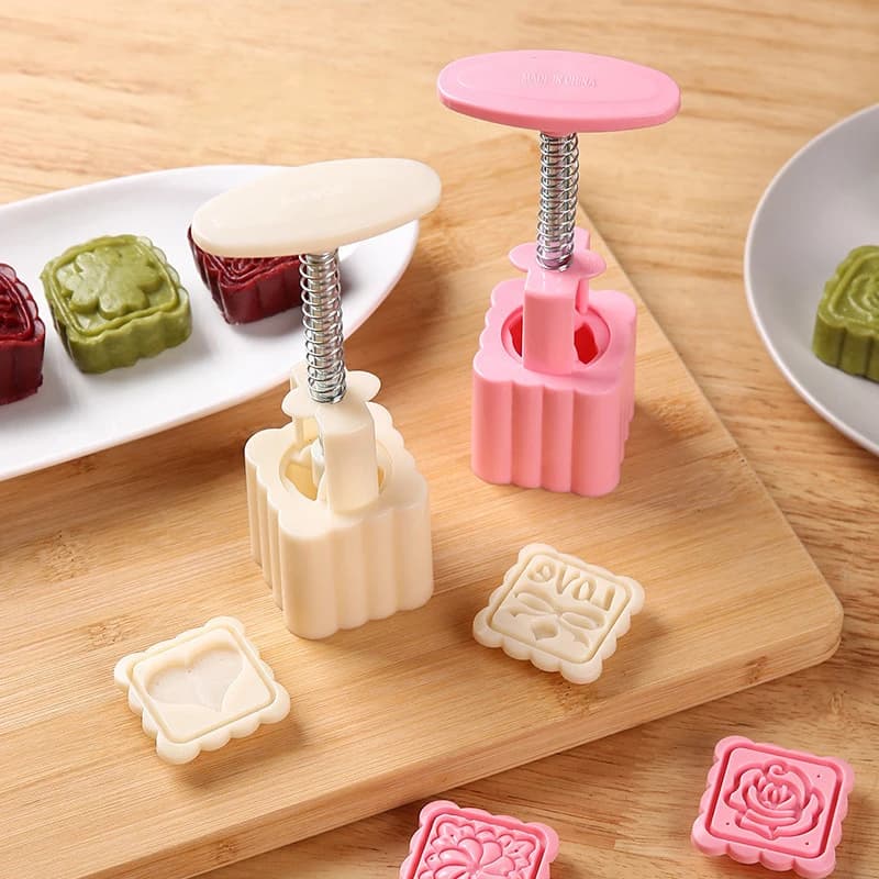 5 Pcs/Set Chinese Style Mooncake Mold Hand Press Cake Mold Stamps Mid-Autumn Festival Pastry Mold Cake Decoration Baking Tools