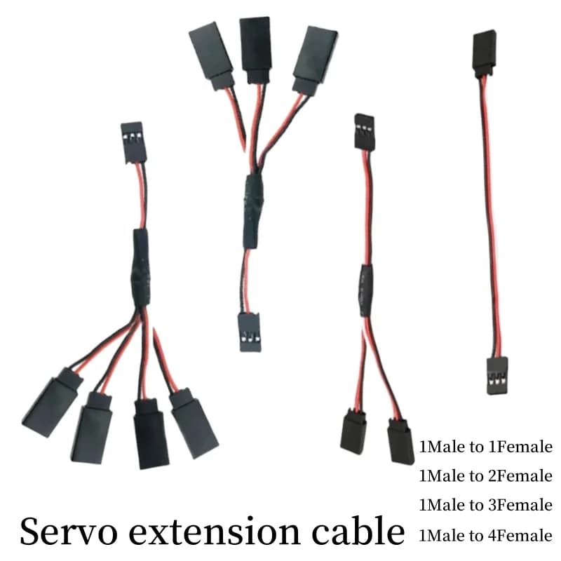 1PCS 20/30/50cm 1to1/ 1to2/ 1to3/ 1to4 RC Servo Cavo di Prolunga Futaba 3 Pin JR Spina Splitter Maschio a Femmina per il Modello RC