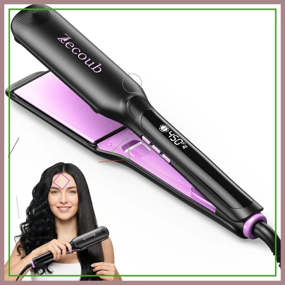 Piastra per capelli ionica da 1,75 pollici, riscaldamento rapido, 9 temperature, spegnimento automatico, doppia tensione