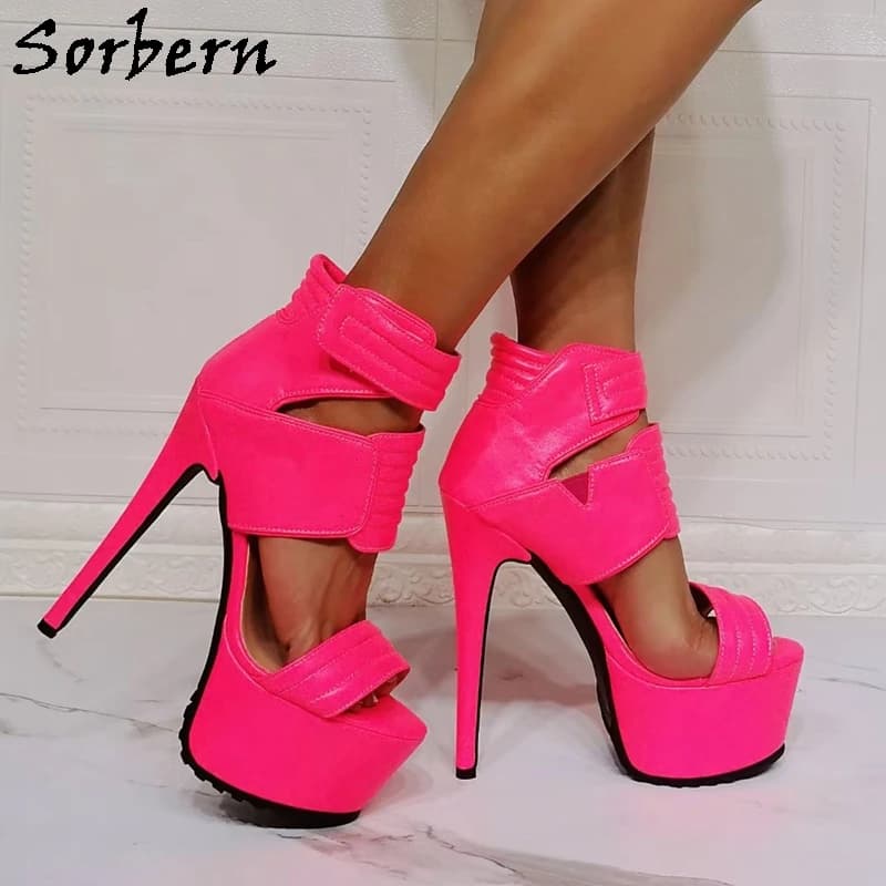 Sorbern Noen Women Sandals High Heel Sneaker Style Ankle Wide Strap Shoes Rear Zippers Custom Multi Colors