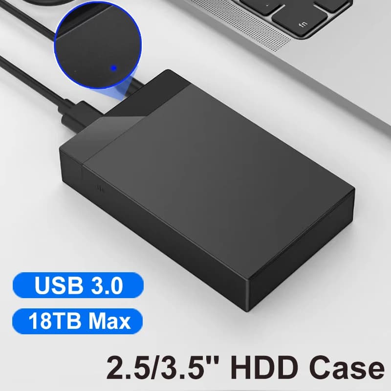 Custodia per disco rigido esterno da 2,5/3,5 pollici Custodia per disco rigido esterno da USB 3.0 a SATA Supporto per custodia HDD da 18 TB Adattatore ad alta velocità per PC portatile