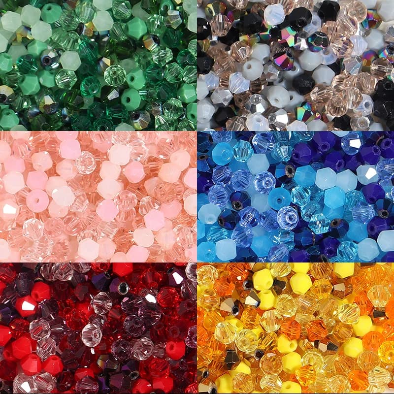 200Pcs/Lot 4mm Mutilcolor Faceted Glass Bicone Shaped Beads Crystal Loose Beads for Jewelry Making DIY Bracelet Nacklace Earring