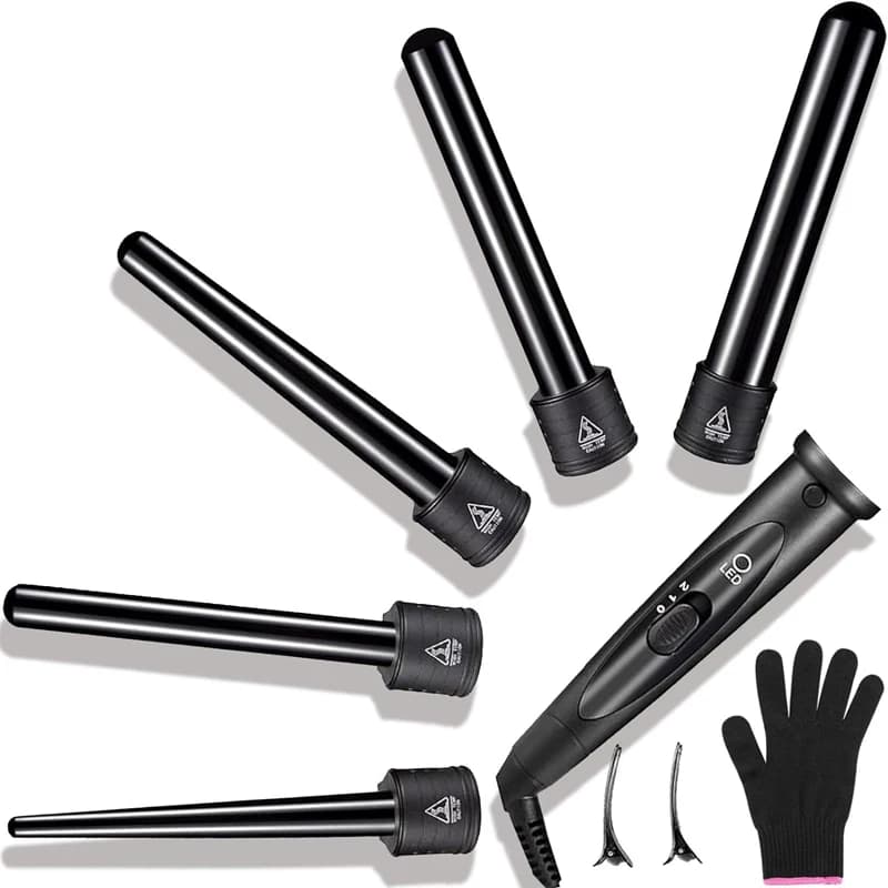 Heating PTC Iron multifunction rotary hair curler 5 in 1 interchangeable curling tool Fast heating iron ceramic barrel curler