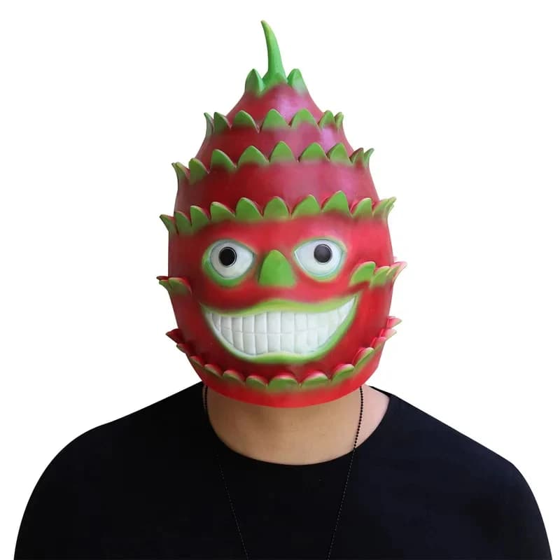 Maschera di Ananas in Lattice per Halloween, Cosplay, Divertente Maschera Integrale, Casco Divertente a Forma di Frutta del Drago, Uva, Duri6;n,9\j/5'k