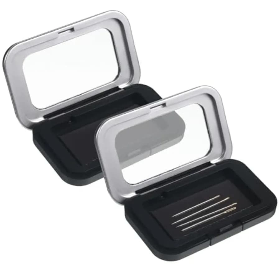 2 Pcs Sewing Pin Storage Case Magnetic Needle Holder Case with Clear Lid Needle Keeper Organizer Box for Quilting Craft Paper