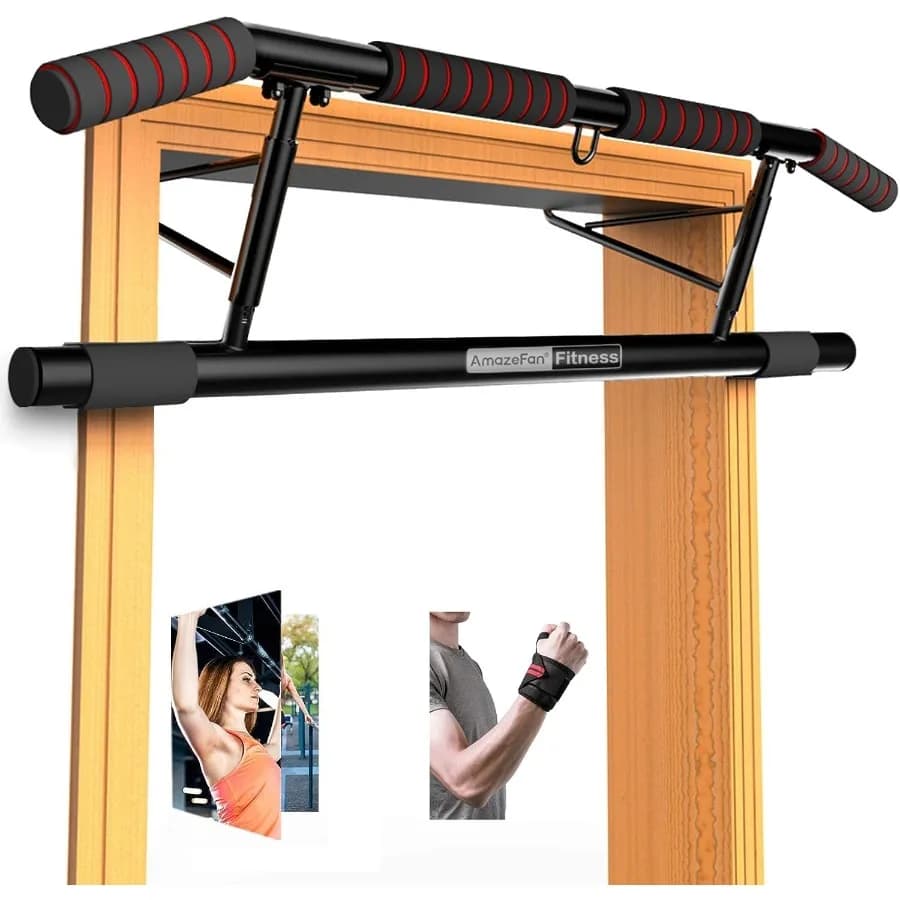 Barra per trazioni da porta con impugnatura ergonomica - Telaio fitness per esercizi a casa - Impugnatura multi-angolo (adatta a quasi tutte le porte)