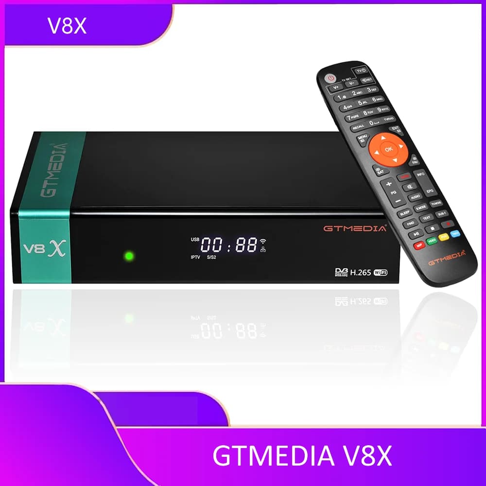 Ricevitore satellitare digitale GT Media V8X HD DVB-S/S2/S2X FTA, decodificatore satellitare TV WiFi 2.4G integrato gratuito all'aria Intelsat 901at 27,5 ° W