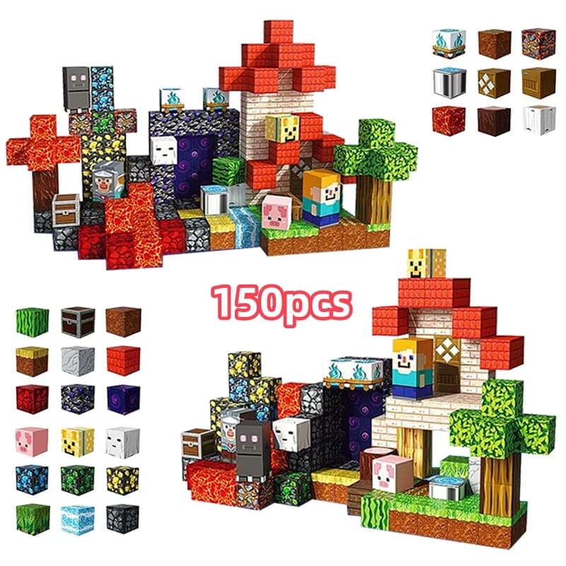 Set di costruzione di piastrelle magnetiche 150 pezzi giocattoli STEM creativi casa della foresta puzzle 3D decorazione fai da te regali educativi per i bambini