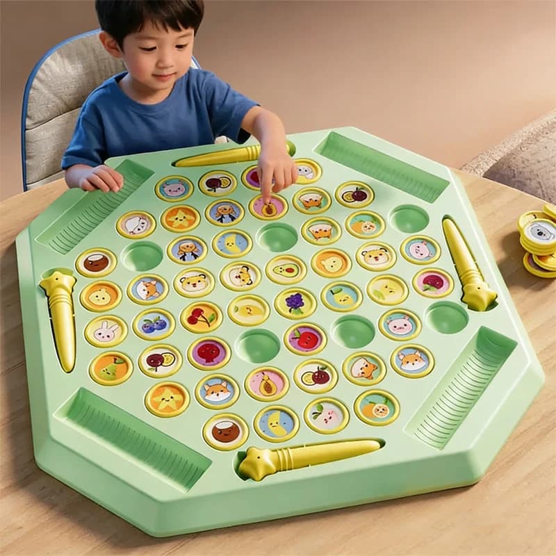 Gioco di Memoria per Bambini, Scacchi con 54 Carte, Animali e Frutta, Gioco Educativo di Logica e Pensiero per 2-4 Giocatori