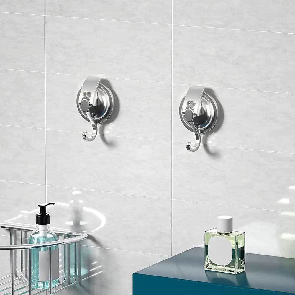 Ganci a ventosa cromati per doccia, rimovibili, resistenti, facili da installare, per l'organizzazione del bagno