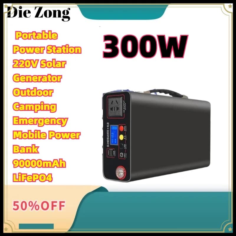 NUOVA Stazione di Alimentazione Portatile 300W, Generatore Solare 220V, Power Bank Mobile per Campeggio e Emergenze, Batteria di Backup LiFePO4 90000mAh