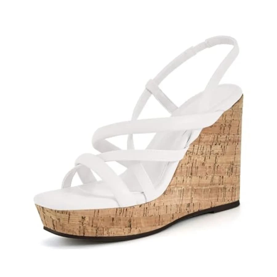 Women Platform Wedge Sandals Cork Slingback Wedges Espadrilles Heels Summer Shoes