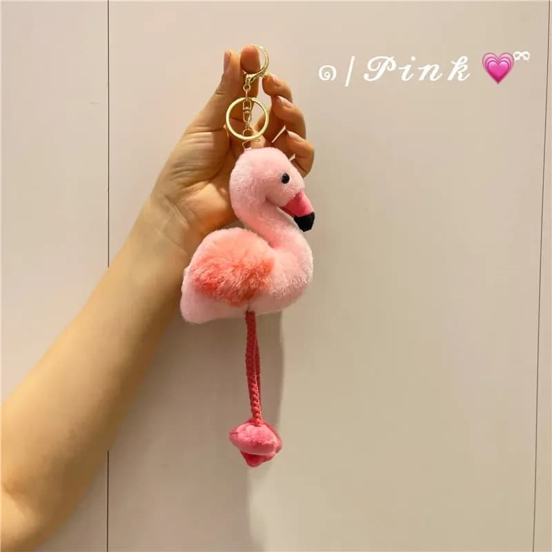 Portachiavi in peluche a forma di fenicottero con cuore, accessorio per borsa e zaino, regalo per bambina