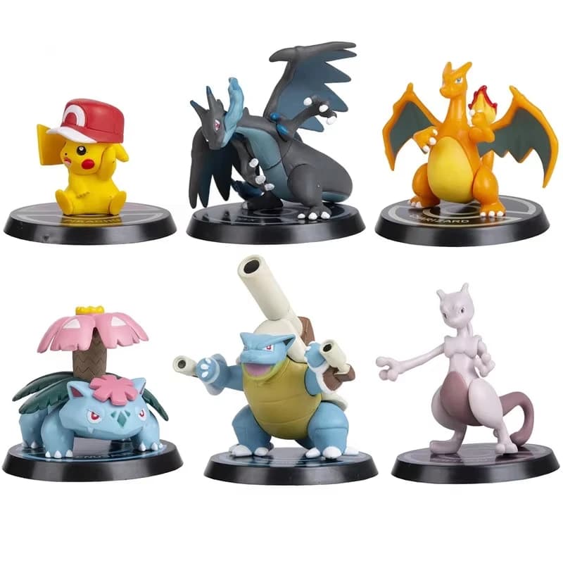 Pokemon 6 Pcs/Set Anime Figure Pikachu 6-7cm Figure Charizard Blastoise Squirtle Bulbasaur Action Figures Model toys Gifts