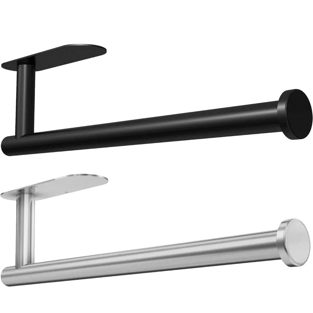 Paper Towel Holder Under Cabinet Wall Mount for Kitchen Towel, Self-Adhesive Bar, Rack, Stainless Steel 13 inch
