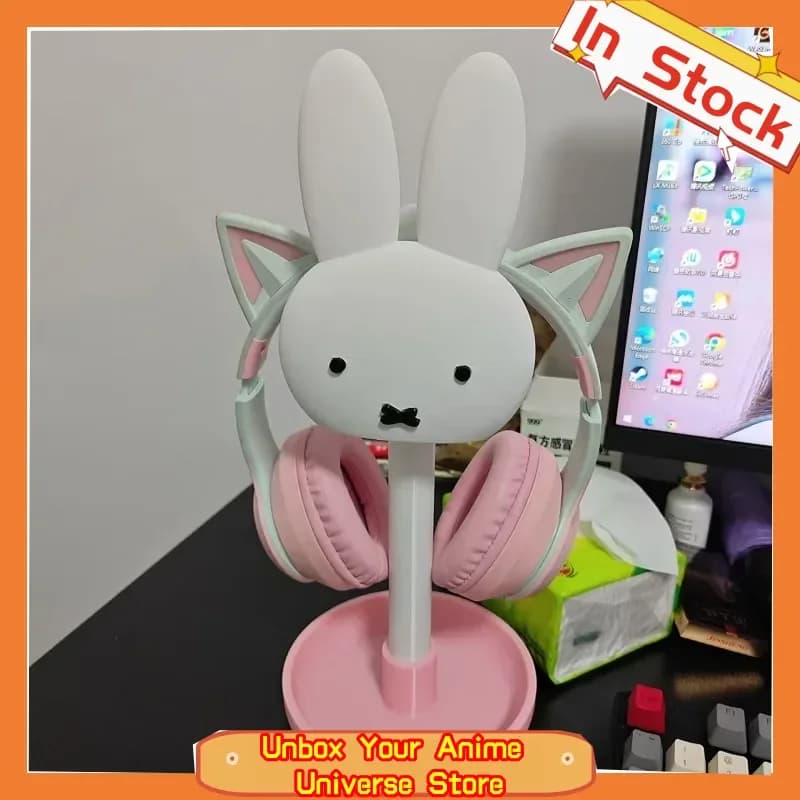 Miffy Headphone Stand Cute Rabbit Desktop Headset Hanger Display Rack Desk Storage Organizer For Gaming Earphone Accessory