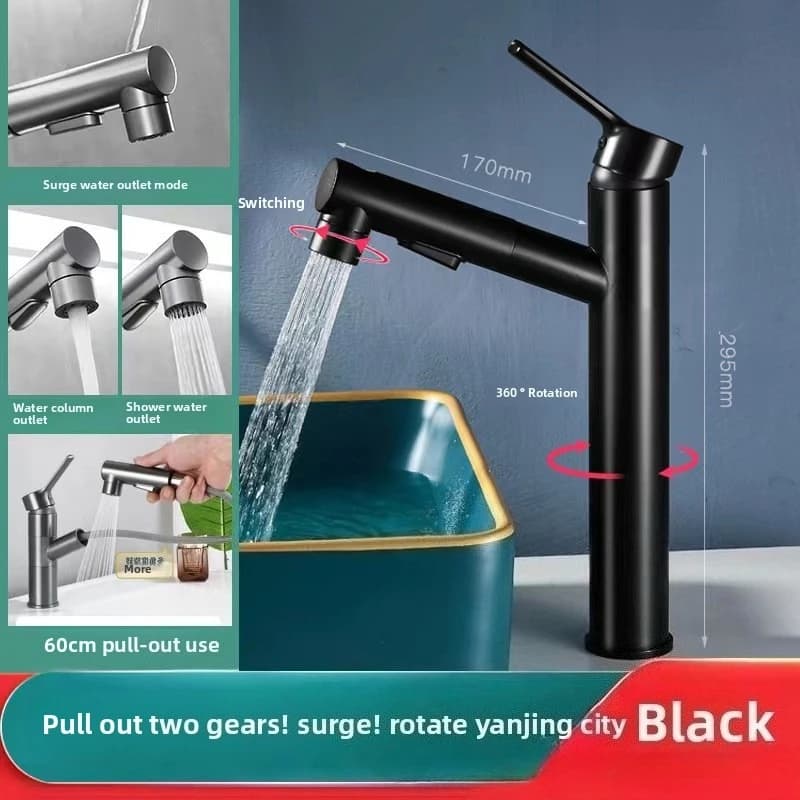 Rubinetto da Bagno Multifunzione in Rame Grigio Canna di Fucile, Acqua Calda e Fredda, per Uso Commerciale e Domestico, con Cassetto