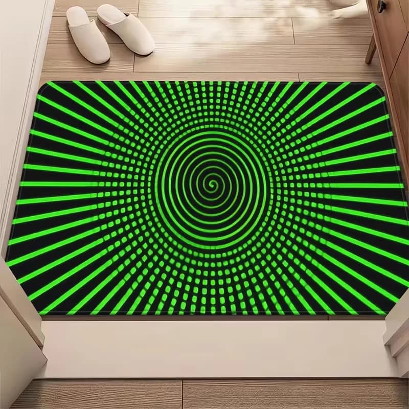 2D optical illusion input cap, spiral design, modern, for interior and exterior, soft, non-slip, welcome carpet
