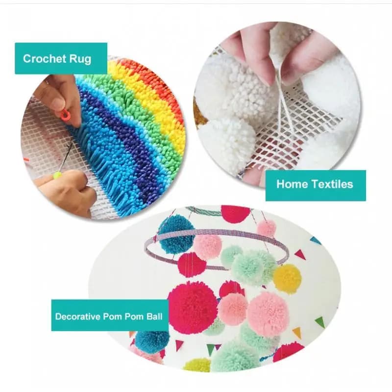 Latch Hook Kits Acrylic Rug Yarn DIY Crocheting Set for Handmade Hook Accessories and Needlecraft