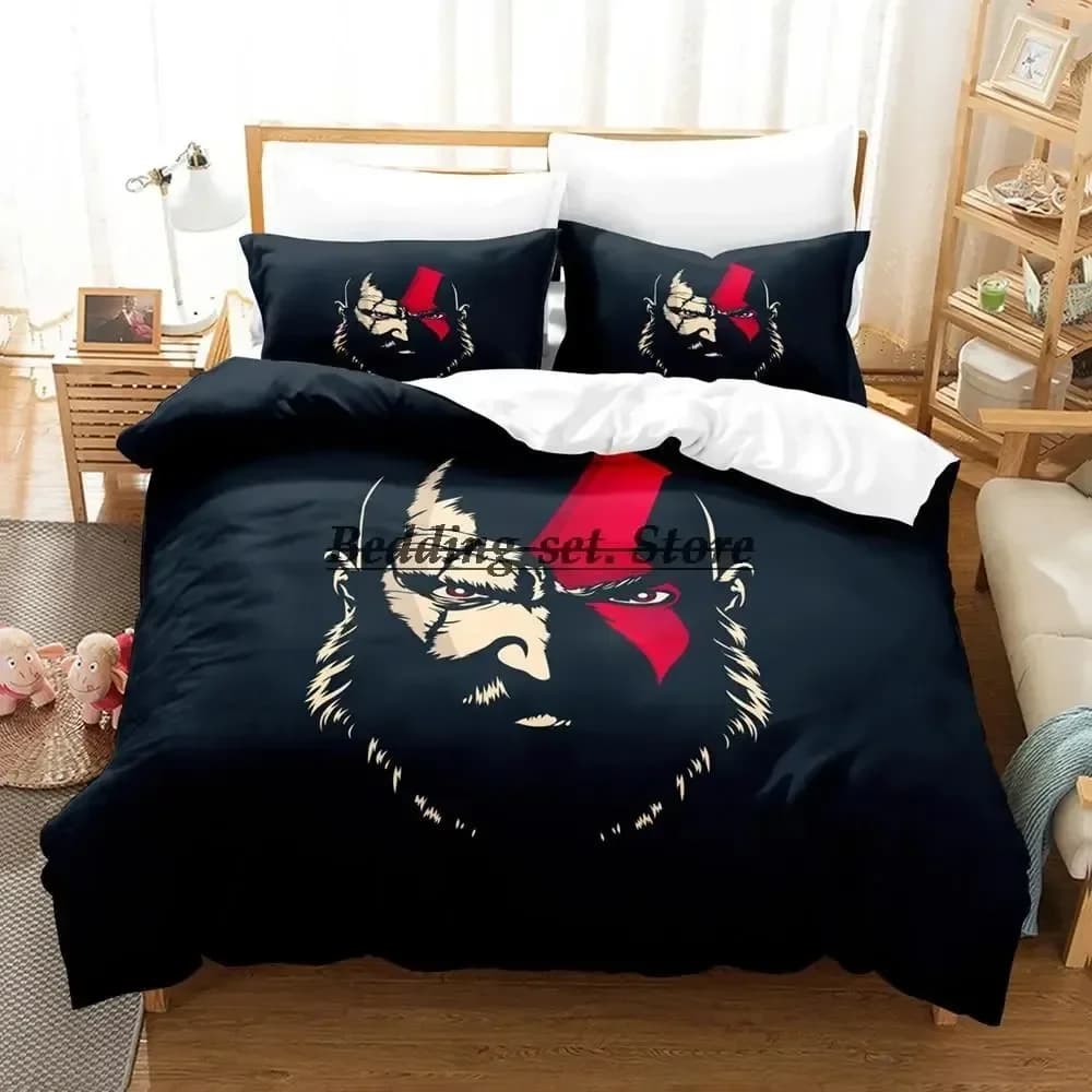 Set di Biancheria da Letto God of War, Misure Singolo, Matrimoniale, Queen, King, Set per Camera da Letto Adulti e Bambini, Copripiumino con Stampa 3D, Set Lenzuola Anime
