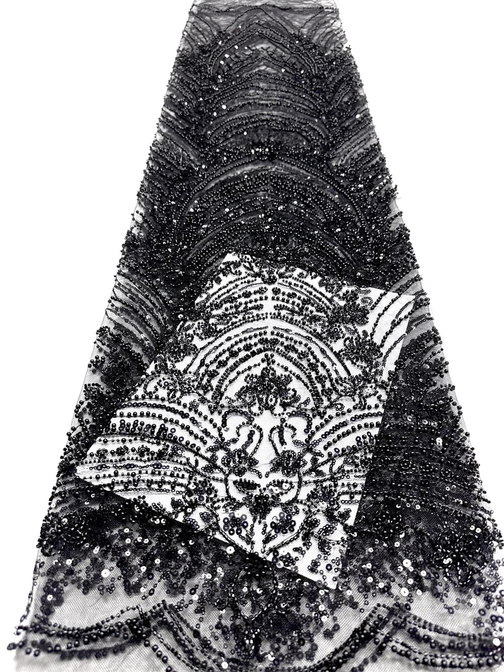 New Black Sequins African French Mesh Beaded Lace Fabric 2026 High Quality Lace Nigeria Luxury Lace Fabric For Party Dress Women