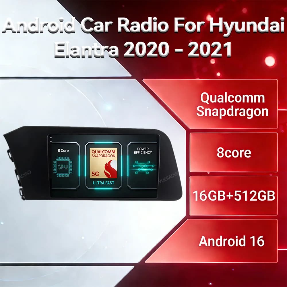 Autoradio Android 16 per Hyundai Elantra VII CN7 2020-2021 GPS NAVI 2DIN QLED Head Unit BT Qualcomm Multimedia Video Player